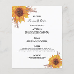Menu mariage tournesol pampas herbe