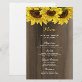 Menu Mariage Tournesol Rustique (Devant / Derrière)