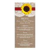 Menu Mariage Tournesol Rustique (Devant)