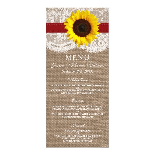 Menu Mariage Tournesol Rustique (Devant)