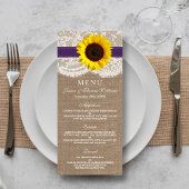 Menu Mariage Tournesol Rustique