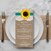 Menu Mariage Tournesol Rustique
