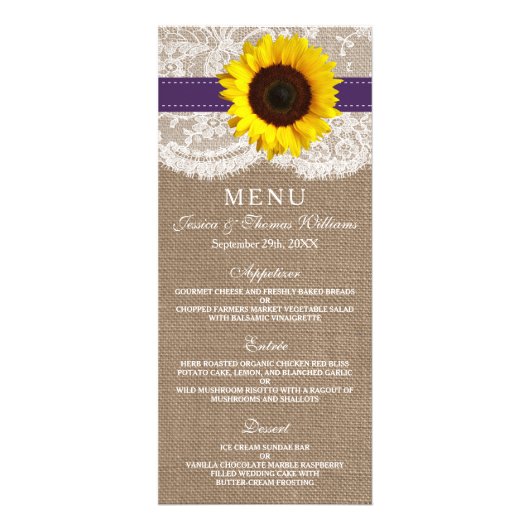 Menu Mariage Tournesol Rustique (Devant)