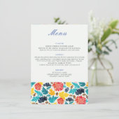 Menu Mariage Tournesols Aquarelle Jaune Bleu Naturel (Debout devant)