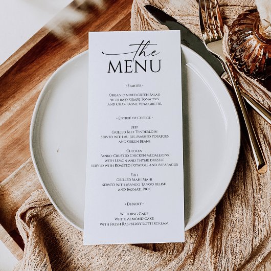 Menu Mariage tout simplement minimal