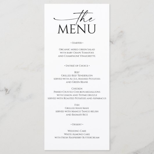 Menu Mariage tout simplement minimal (Devant)