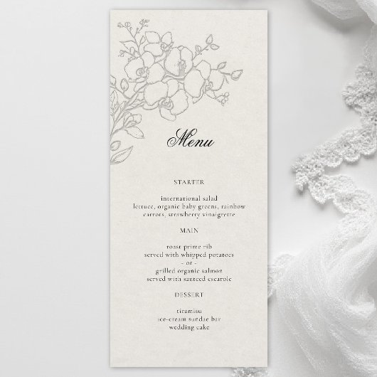 Menu Mariage Traditionnel Formel Élevé Écru Orchidée