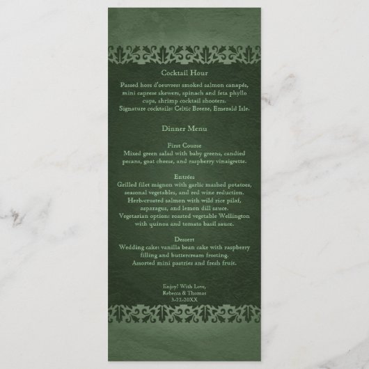 Menu Mariage traditionnel irlandais de croix celtique (Dos)