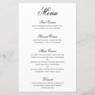 Menu Mariage traditionnel noir et blanc