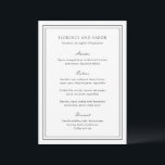 Menu Mariage traditionnel noir et blanc intemporel<br><div class="desc">Menu de mariage élégant au design simple et classique.</div>