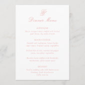 Menu Mariage Traditionnel Rose Corail Élégant (Devant)
