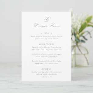 Menu Mariage Traditionnel Vert Sauge Élégant