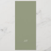 Menu Mariage Traditionnel Vert Sauge Monogramme (Dos)