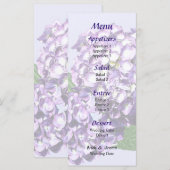 Menu Mariage Trois Clusters d'Hydrangée Violet (Devant / Derrière)