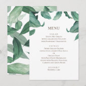 Menu Mariage tropical à la verdure. Botanique aquarelle (Devant / Derrière)