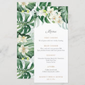 Menu Mariage Tropical avec Feuillage Vert et Bronze (Devant / Derrière)