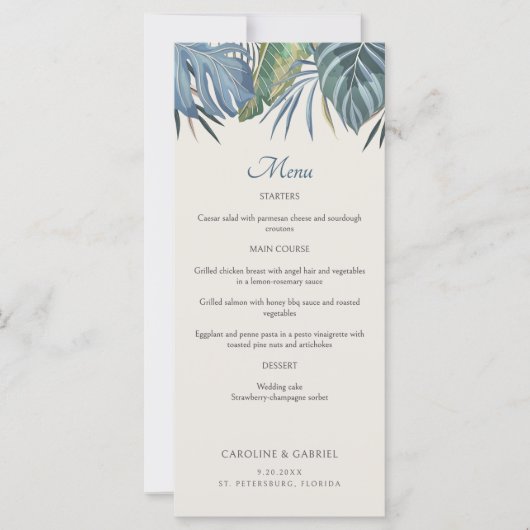 Menu Mariage Tropical Beach Palm (Devant)