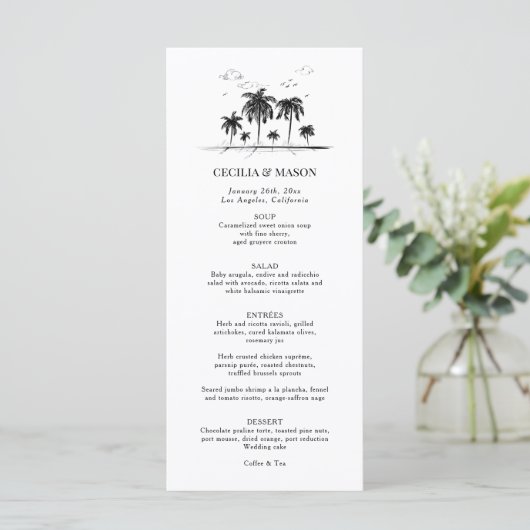 Menu Mariage Tropical Beach Palm Tree (Debout devant)