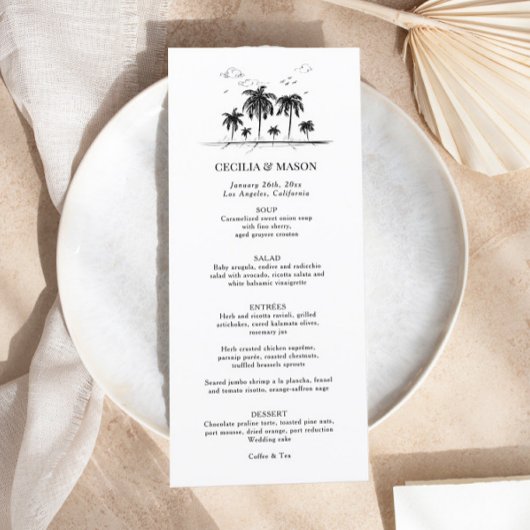 Menu Mariage Tropical Beach Palm Tree