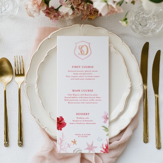 Menu Mariage tropical de destination