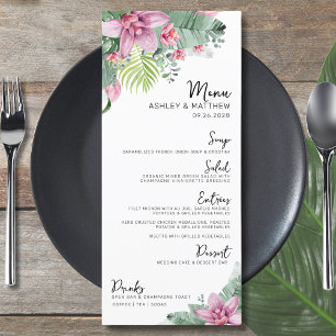 Menu Mariage Tropical Floral Aquarelle
