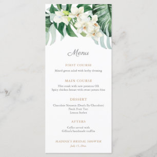 Menu Mariage Tropical Foliage Vert et Bronze