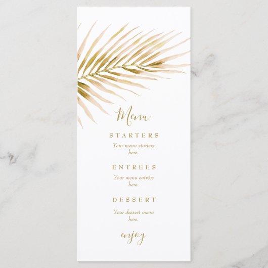 Menu Mariage Tropical Gold Palm (Devant)