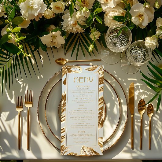 Menu Mariage Tropical Luxe Or Monstera