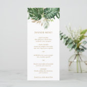 Menu Mariage Tropical Moderne avec Feuillage Doré (Debout devant)
