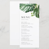 Menu Mariage Tropical Monstera à la Peinture à l'Eau (Devant / Derrière)
