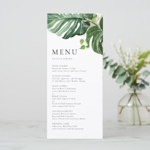 Menu Mariage Tropical Monstera à la Peinture à l'Eau