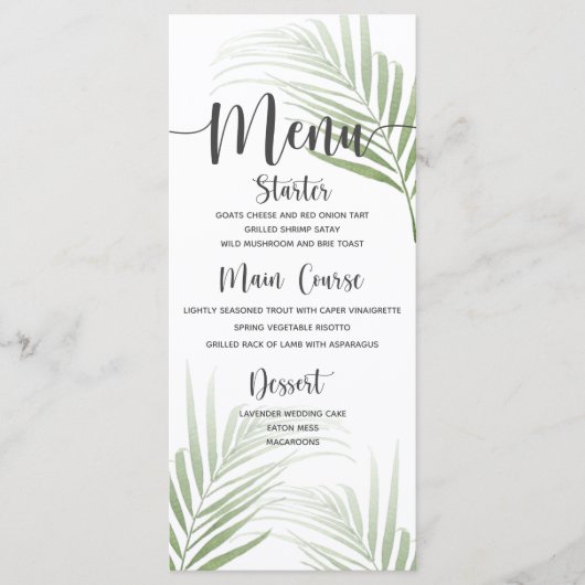 Menu Mariage Tropical Palm (Devant)