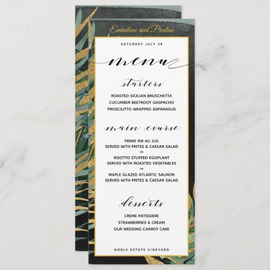 Menu Mariage Tropical Palm (Devant / Derrière)