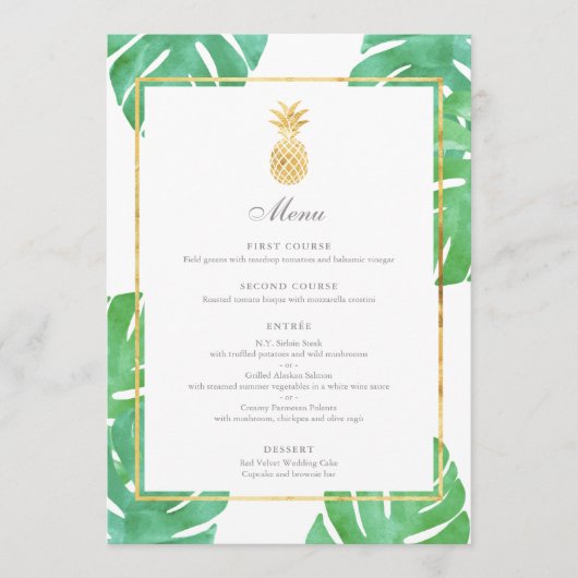 Menu Mariage Tropical Pineapple Gold (Devant)