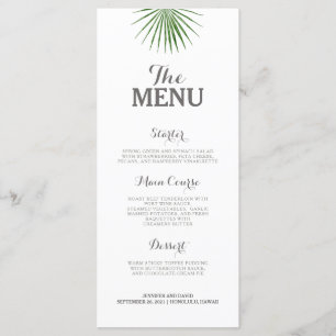 Menu Mariage Tropical Plat Minimalist Green Fern