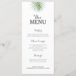 Menu Mariage Tropical Plat Minimalist Green Fern