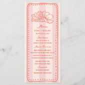 Menu Mariage tropical rose floral (Devant)