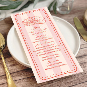 Menu Mariage tropical rose floral