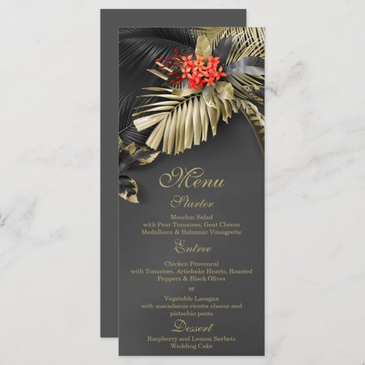 Menu Mariage Tropical Rouge Jasmine Dark (Devant / Derrière)