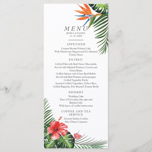 Menu Mariage Tropical Vibrant (Devant)