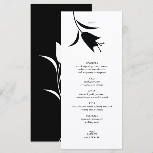 MENU MARIAGE TULIP NOIR MOD (Devant / Derrière)