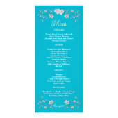 Menu Mariage Turquoise, Argent Love Hearts (Dos)