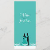 Menu Mariage turquoise blanc élégant (Dos)