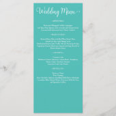 Menu Mariage turquoise blanc élégant (Devant)