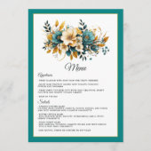Menu Mariage turquoise et or Floral (Devant)