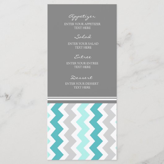 Menu mariage Turquoise Grey Chevron (Devant)