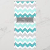 Menu mariage Turquoise Grey Chevron (Dos)