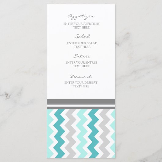 Menu mariage Turquoise Grey Chevron (Devant)