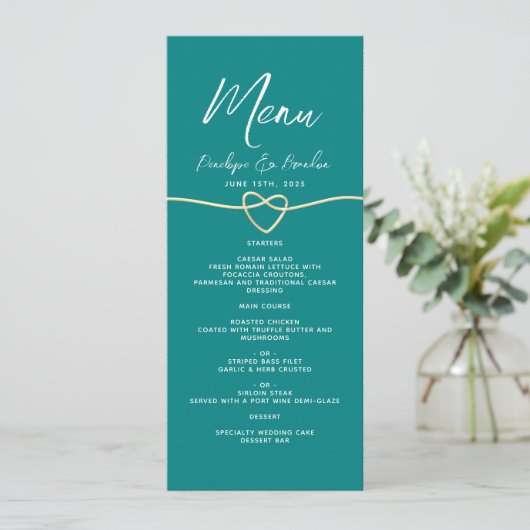 Menu Mariage Turquoise minimal (Debout devant)