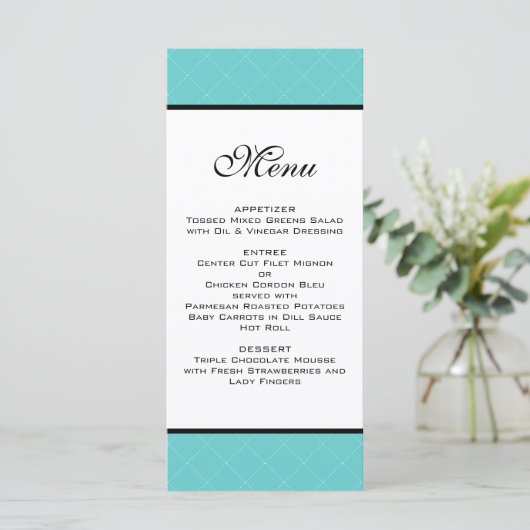Menu Mariage Turquoise Tiffany (Debout devant)